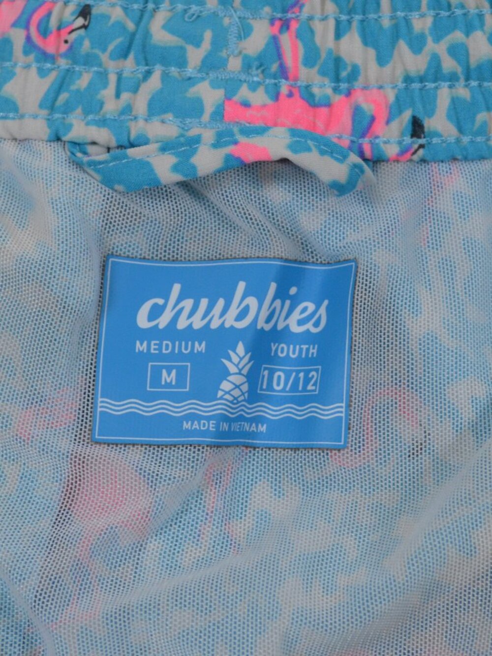 Chubbies Youth Medium Flamingo Swim Trunks Boys 10 12 Blue Pink Lined Beach Shor - Picture 4 of 15